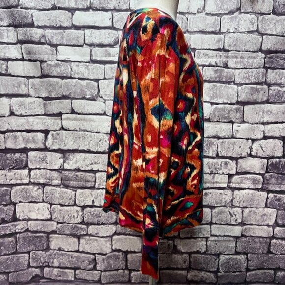 Chico's Multicolored Round Neck Long Sleeve Top Size XL - Picture 6 of 8